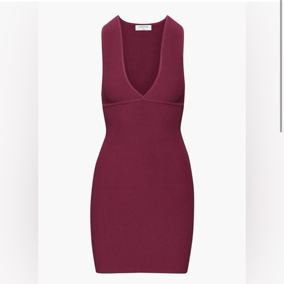 Babaton Aritzia Sculpt Bodycon Mini Dress | Purple Grapevine V-Neck - Picture 1 of 7
